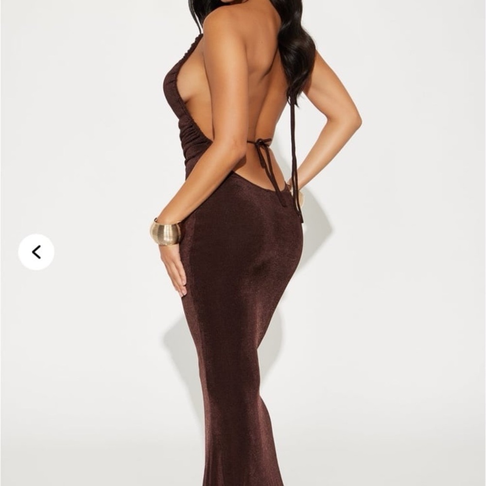 Elegant Brown Backless Dress